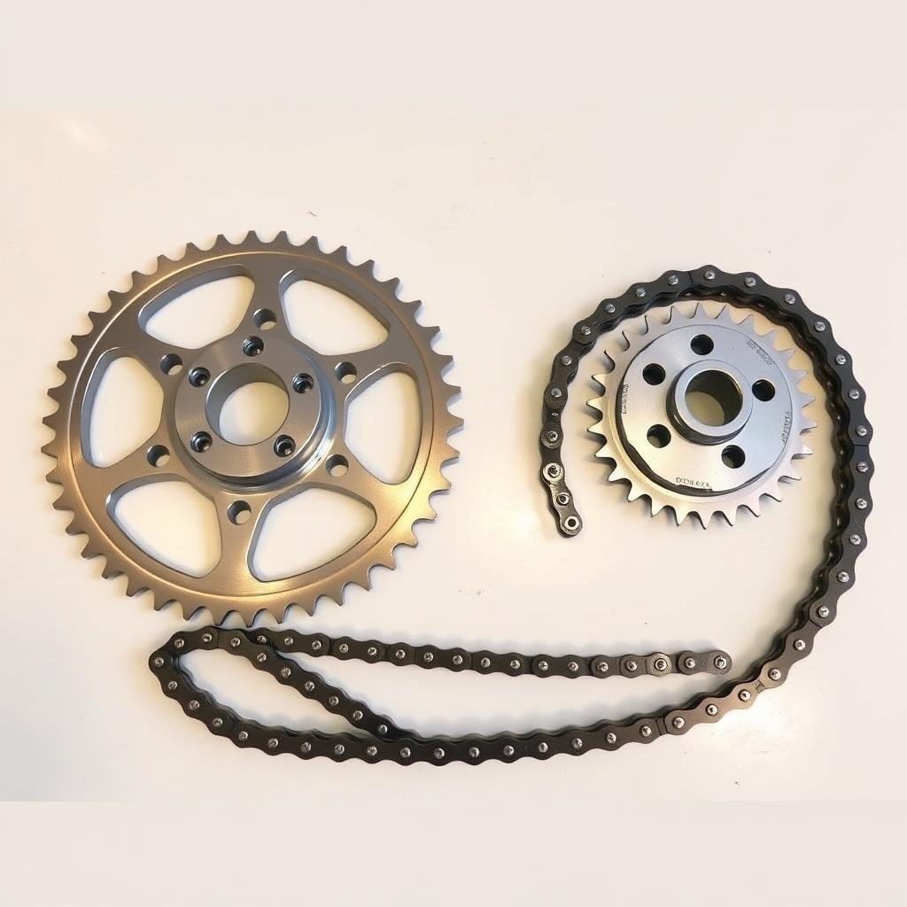Honda XL70 chain and sprocket kit showing front and rear sprockets