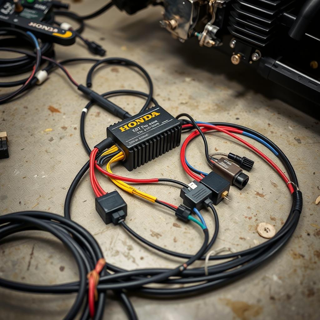 Honda XL70 electrical components including wiring harness and CDI unit