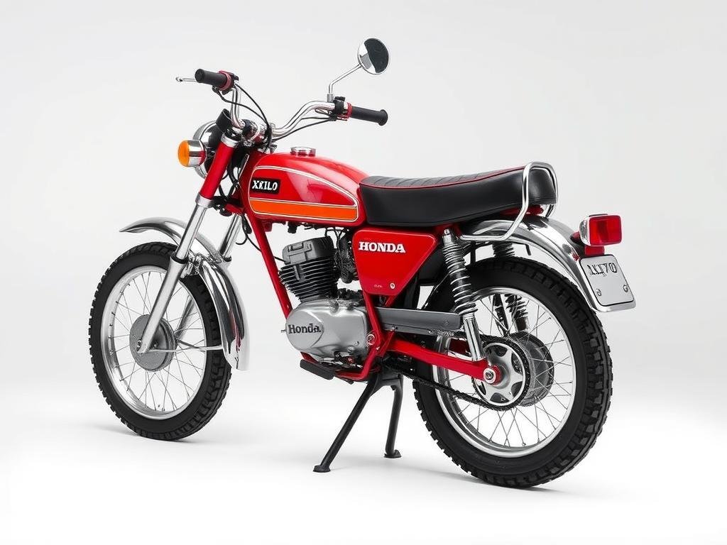 Honda XL70 motorcycle in original red color scheme on display at our Derrimut workshop