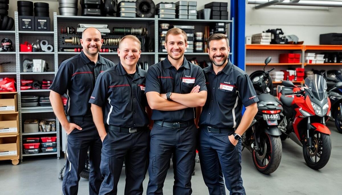 Our Honda motorcycle specialists at our Derrimut workshop with XL70 parts